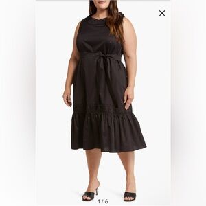 $326 Harshman Naveen Belted Midi Dress With Pocket Size 3X 100% Cotton